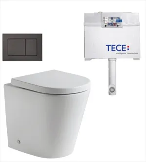 Faith Rimless In-wall Toilet Suite S&P Trap with Square ABS Gloss Black Button by Tece, a Toilets & Bidets for sale on Style Sourcebook