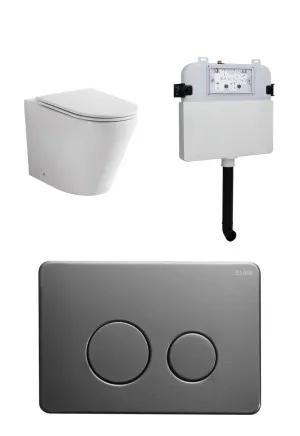 Java Rimless In-wall Toilet Suite S&P Trap with Round Metal Gun Metal Button by Zumi, a Toilets & Bidets for sale on Style Sourcebook