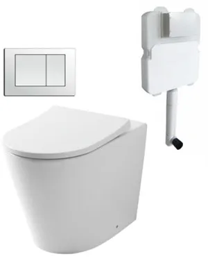 Renee Rimless In-wall Toilet Suite S&P Trap with Square Metal Stainless Steel Button by decina, a Toilets & Bidets for sale on Style Sourcebook