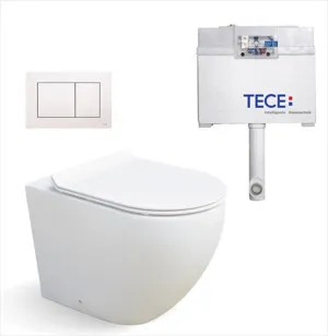 Cai In-wall Toilet Suite S&P Trap with Square ABS Gloss White Button by Tece, a Toilets & Bidets for sale on Style Sourcebook