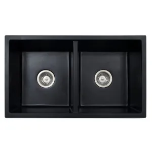 Lina Double Sink NTH 770X450 Matte Black Granite by Haus25, a Kitchen Sinks for sale on Style Sourcebook