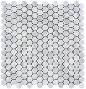 Urban Carrara White Penny Round Honed Mosaic by Beaumont Tiles, a Mosaic Tiles for sale on Style Sourcebook