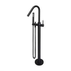 Round Floor Mounted Bath Mixer w Shower Curved Matte Black by Meir, a Bathroom Taps & Mixers for sale on Style Sourcebook