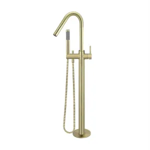 Round Floor Mounted Bath Mixer w Shower Curved Tiger Bronze by Meir, a Bathroom Taps & Mixers for sale on Style Sourcebook
