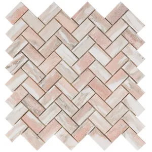 Herringbone Norwegian Rose Honed by Beaumont Tiles, a Mosaic Tiles for sale on Style Sourcebook