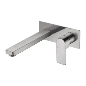 Flores Wall Basin Set Straight 195 Brushed Nickel by Ikon, a Bathroom Taps & Mixers for sale on Style Sourcebook