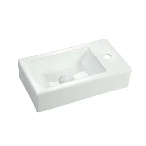 Arial Wall Mounted Basin 1TH Ceramic 460x255 Gloss White by BUK, a Basins for sale on Style Sourcebook