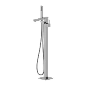 Platz Floor Bath Mixer With Hand Held Shower Brushed Nickel by Haus25, a Bathroom Taps & Mixers for sale on Style Sourcebook