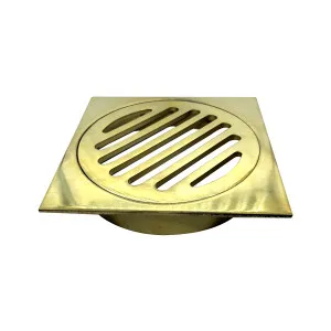 Art Brass Square Grate 100mm Brushed Gold by Beaumont Tiles, a Shower Grates & Drains for sale on Style Sourcebook