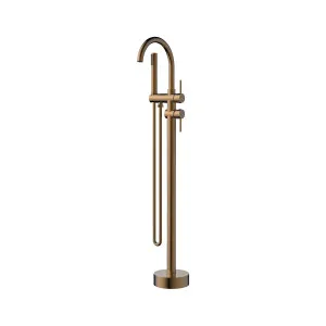 Misha Floor Mounted Bath Mixer w Shower Brushed Copper by Haus25, a Bathroom Taps & Mixers for sale on Style Sourcebook