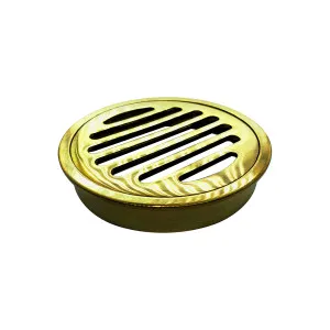 Art Brass Round Grate 100mm Brushed Gold by Beaumont Tiles, a Shower Grates & Drains for sale on Style Sourcebook