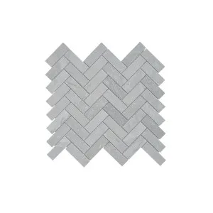 Fiba Travertine Herringbone Grey Honed Unfilled Mosaic by Beaumont Tiles, a Mosaic Tiles for sale on Style Sourcebook