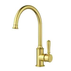 Clasico Gooseneck Sink Mixer Brushed Gold by Ikon, a Kitchen Taps & Mixers for sale on Style Sourcebook