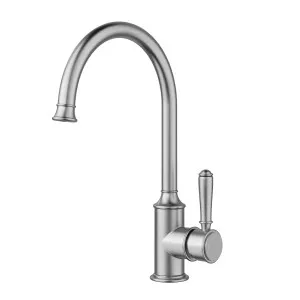 Clasico Gooseneck Sink Mixer Brushed Nickel by Ikon, a Laundry Taps for sale on Style Sourcebook