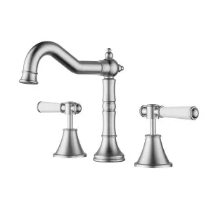 Clasico Basin Set Ceramic Hahdle Brushed Nickel by Ikon, a Bathroom Taps & Mixers for sale on Style Sourcebook