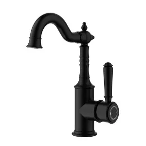 Clasico Federation Basin Mixer Matt Black by Ikon, a Bathroom Taps & Mixers for sale on Style Sourcebook