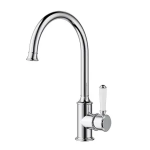 Clasico Gooseneck Sink Mixer Ceramic Handle Chrome by Ikon, a Kitchen Taps & Mixers for sale on Style Sourcebook
