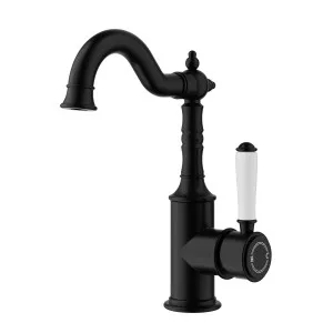 Clasico Federation Basin Mixer Ceramic Handle Matt Black by Ikon, a Bathroom Taps & Mixers for sale on Style Sourcebook