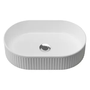Oval Flute Vessel Basin 490x310 Gloss White by Timberline, a Basins for sale on Style Sourcebook