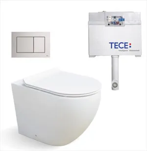 Cai In-wall Toilet Suite S&P Trap with Square ABS Matte Chrome Button by Tece, a Toilets & Bidets for sale on Style Sourcebook
