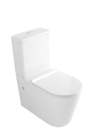 Mezio Rimless Back To Wall Toilet Suite S&P Trap Gloss White by Zumi, a Toilets & Bidets for sale on Style Sourcebook