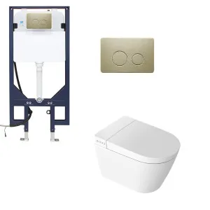 Novus Smart Suite WH P Trap Round Metal Brushed Gold Button by Zumi, a Toilets & Bidets for sale on Style Sourcebook