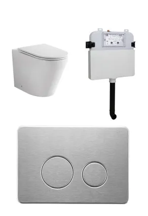 Java Rimless In-wall Toilet Suite S&P Trap with Round Metal Brushed Nickel Button by Zumi, a Toilets & Bidets for sale on Style Sourcebook