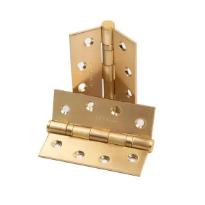 Satin Brass Ball Bearing Hinge (Pair) 100mm x 75mm by Manovella, a Door Hinges for sale on Style Sourcebook