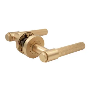 Satin Brass Knurled Passage Door Handle - Rosedale by Manovella, a Door Knobs & Handles for sale on Style Sourcebook