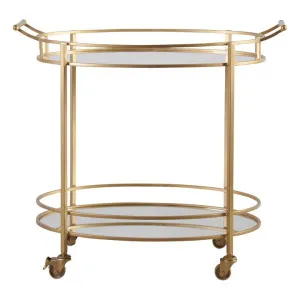 Barro Iron & Mirror Oval Bar Cart by Superb Lifestyles, a Sideboards, Buffets & Trolleys for sale on Style Sourcebook