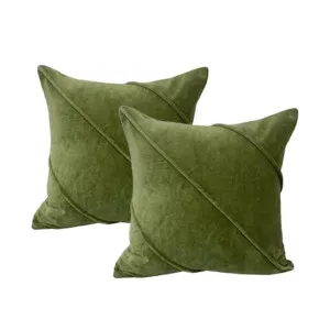 Cloud Linen Trova Cotton Velvet Sage 50x50cm Twin Pack Polyester Filled Cushion by null, a Cushions, Decorative Pillows for sale on Style Sourcebook