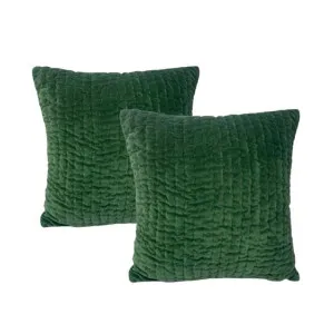 Cloud Linen Minerva Embroidered Cotton Velvet Emerald 50x50cm Twin Pack Polyester Filled Cushion by null, a Cushions, Decorative Pillows for sale on Style Sourcebook