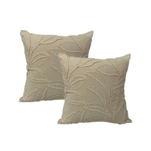 Cloud Linen Riviera Embroidered Cotton Natural 50x50cm Twin Pack Polyester Filled Cushion by null, a Cushions, Decorative Pillows for sale on Style Sourcebook