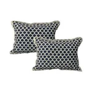 Cloud Linen Somerset Embroidered Cotton Grey 33x55cm Twin Pack Feather Filled Cushion by null, a Cushions, Decorative Pillows for sale on Style Sourcebook
