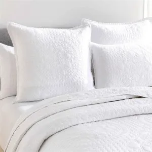 Renee Taylor Asher Jacquard  White European Pillowcase by null, a Cushions, Decorative Pillows for sale on Style Sourcebook