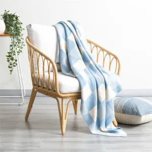 Renee Taylor Newport Checkered Cotton Knitted French Blue Throw by null, a Throws for sale on Style Sourcebook