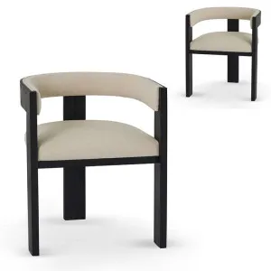 Ex Display - Miles Black ELM Dining Chair - Light Beige by Interior Secrets - AfterPay Available by Interior Secrets, a Dining Chairs for sale on Style Sourcebook