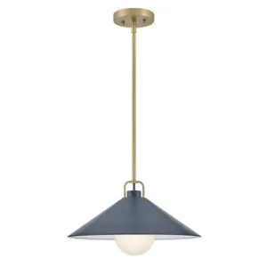 Hinkley Milo 1 Light Pendant by Lark Lacquered Brass & Matte Navy by Hinkley, a Pendant Lighting for sale on Style Sourcebook
