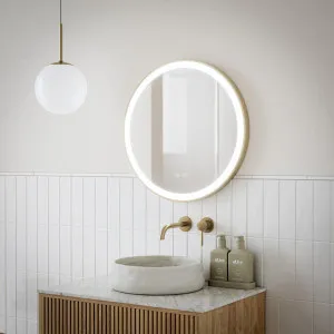 Ingrain Round Brushed Gold Framed Frontlit LED Mirror by Ingrain, a Vanity Mirrors for sale on Style Sourcebook