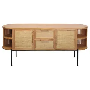 Agnes Oak & Rattan 2 Door 2 Drawer Oval Sideboard, 180cm by Brighton Home, a Sideboards, Buffets & Trolleys for sale on Style Sourcebook