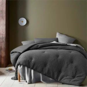 Accessorize Soho Waffle Dark Grey 3 Piece Comforter Set by null, a Quilt Covers for sale on Style Sourcebook