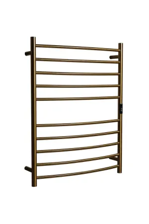 Towel Rail Heated Curved 700X900 Brushed Gold by Hotwire, a Towel Rails for sale on Style Sourcebook