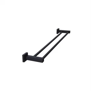 Square Towel Rail Double 600 Matte Black by Meir, a Towel Rails for sale on Style Sourcebook