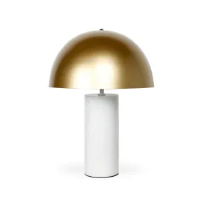 Mila Table Lamp - White Marble - Gold Shade by Darcy & Duke, a Table & Bedside Lamps for sale on Style Sourcebook
