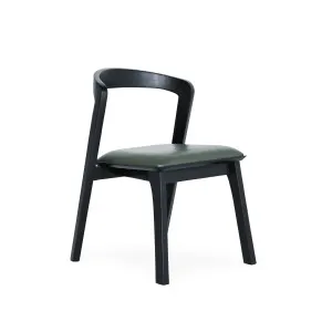 Finn - Dining Chair - Teak With Leather Seat - Black/Olive by Darcy & Duke, a Dining Chairs for sale on Style Sourcebook
