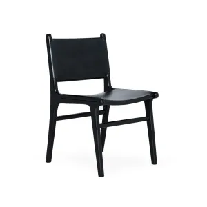Max - Dining Chair - Teak With Leather - Black by Darcy & Duke, a Dining Chairs for sale on Style Sourcebook