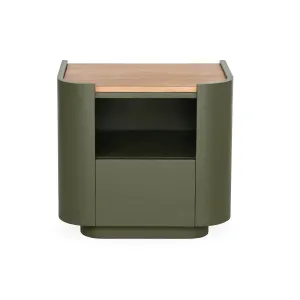 Lappa - Bedside Table With Drawer - Wood - Natural And Green by Darcy & Duke, a Bedside Tables for sale on Style Sourcebook