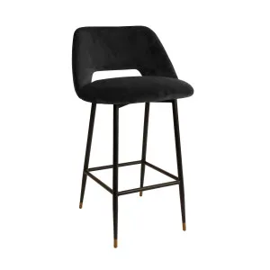 Milan Velvet Bar Stool - Black by Darcy & Duke, a Bar Stools for sale on Style Sourcebook