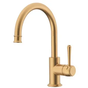 Eternal Gooseneck Basin Mixer Brush | Made From Brass In Brushed Brass By ADP by ADP, a Bathroom Taps & Mixers for sale on Style Sourcebook