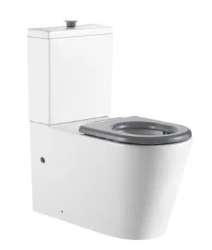 Vienna Back To Wall Care Toilet Suite With Grey Seat And Buttons | Made From Vitreous China In White By Oliveri by Oliveri, a Toilets & Bidets for sale on Style Sourcebook